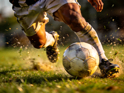 高清足球直播画面特写，显示球员带球突破瞬间